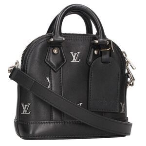Louis Vuitton Alma Logo Shoulder Bag Black White